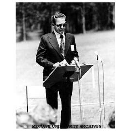 Mr Max Hopper (foundation Director) at opening ceremony of Gippsland Institute