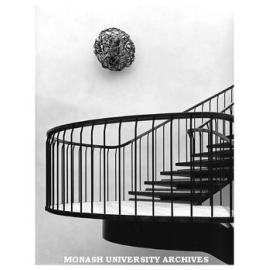 Art work in stairwell of Science-Engineering library