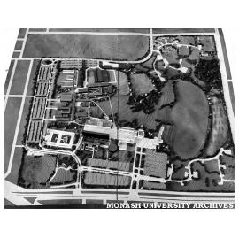 Model of proposed university site and buildings