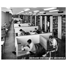 Study carrels and library stacks in Arts building