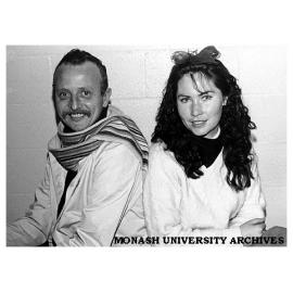 John Horley (Student Union Welfare Committee representative) with Fiona McCullough (Artist-in-residence)