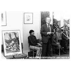 Dr Tom Kennedy (Deputy Director of Chisholm] giving his farewell speech.