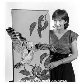 Chisholm Art Education student Wendy Franklin, with her machine embroidery design 'Winter', winner of the New Idea 'Craftswoman of the Year'