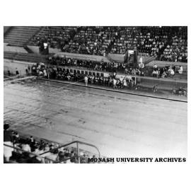 Frankston Teachers' College swimming carnival. General view of Olympic pool.