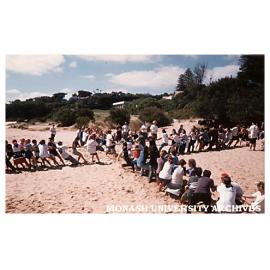 Student tug-of-war at Beach Day
