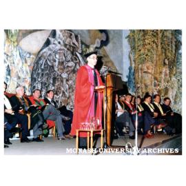 Professor John Briggs, Dean of University of Queensland Faculty of Medicine, presenting occasional address at Victorian College of Pharmacy graduation ceremony
