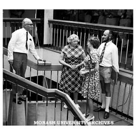 Vice-Chancellor Louis Matheson and Mrs Audrey Matheson at farewell presentation by Keith Bennetts