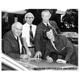 Winners of safe driving awards Kevin Perry (left), Russell Hall and Ian Newbold with Central Services Manager Bill Cunningham