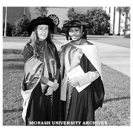 PhD graduates Leslie O'Brien and her husband Wan Ahmad Zawawi bin Ibrahim