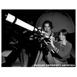 Bayswater High School students Rainer Berger and Michelle Bradley in the Astronomy laboratory