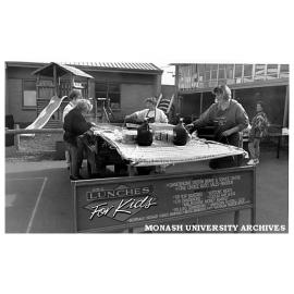 Lunches for Kids Program portable kitchen prepares lunch for school children