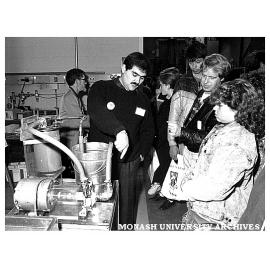 Visitors at an interactive display during Open Day