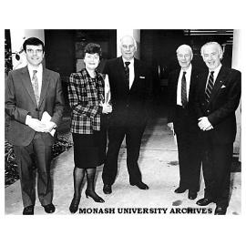 Minister of Health Mrs Maureen Lyster with members of the Centre for Molecular Biology & Medicine board of management. (From left) Professor Phillip Nagley, Sir Brian Inglis, Mr John Habersberger and Mr Charles Trenthowan