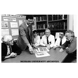 Research team at the Centre for Molecular Biology and Medicine (from left) Dr Clem Robinson, Dr Robert Gianello, Dr Rod Williams, Professor Tony Linnane, PhD student Mr Gideon Pinczower, and Associate Professor Barry Preston