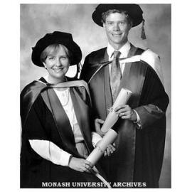 Brother and sister PhD graduates Wendy Crock (nee Rutherfurd) and Ian Rutherfurd