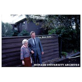 Vera Moore and Vice-chancellor Mal Logan at naming of the Vera Moore Garden.