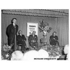 The Hon. Lindsay Thompson (MLA) opening the Commonwealth Technical Training Week exhibition at Chadstone shopping centre by Technical Schools of the South-East Metropolitan Region.