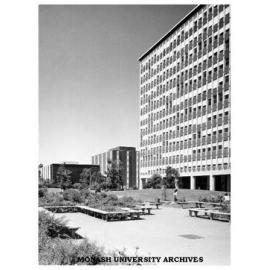 Forum with Robert Blackwood Hall (left), Main library and Menzies building
