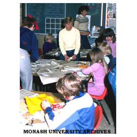 Art education class with primary school children