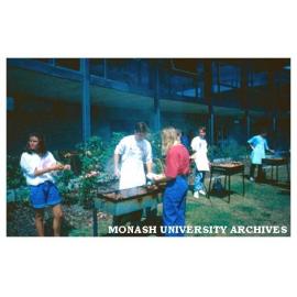 Student barbecue in the Gippsland campus rose garden