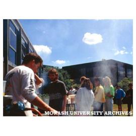 Student barbecue in the Gippsland campus rose garden