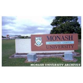 Entrance sign at Monash University Gippsland campus