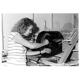 Ms Marcia Hansen, a doctoral student from the University of Utah (USA), working on a field flow fractionator device