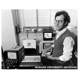 Mr Charles Greif, of the Faculty of Technology's Computer Imaging Group, processing an image of an arterial X-ray on the Group's IBM imaging system
