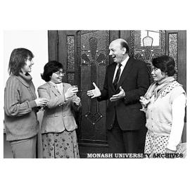 Chisholm Language Development Section co-ordinator Ms Jill Anderson (left), Mrs Saipin Iamsang-Ang, Mr Brian Jenney, Chairman of the Language Department Advisory Committee, and Mrs Somjai Praktong at luncheon organised for visiting Thai