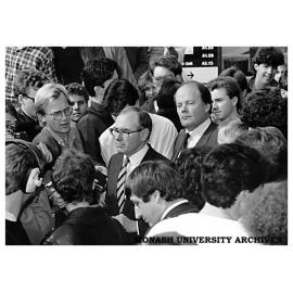 Leader of the Federal Opposition Mr John Howard after addressing the student Liberal Party at Chisholm
