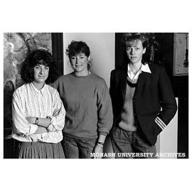 Joint winners of the 1986 Lucato Peace Prize in Fine Art (from left) Eva Gilbert, Noelle Buckley and Richard Verhagen