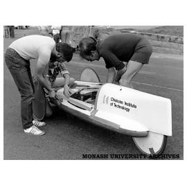 One of two winning entries in the 1986 Shell Mileage Marathon from Chisholm Department of Mechanical Engineering