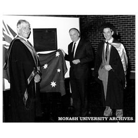 Director of Chisholm Dr Geoff Vaughan (left), Deputy Premier of Victoria the Hon Robert Fordham and Council President Dr Lionel Ward at the opening of the Technology Tower and Student Union