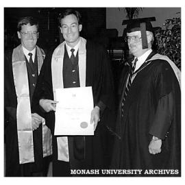 Assistant Commissioner Mr Brendan Crimmins (left), Snr Sgt Greg Roberts and Police Studies Course Leader Rob Smith on graduation day