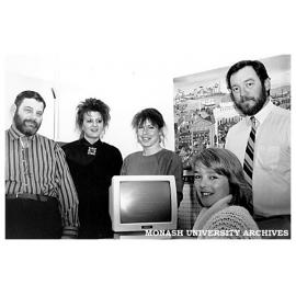 MicroMUMPS laboratory data retrieval system development team (from left) Roy Hirsch, Sandra Wilson, Liza Hall Angela Prior (Project leader on secondment from Monash Library) and System Librarian David Foot
