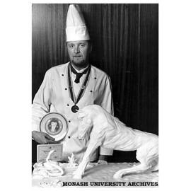 Chisholm catering manager Alan Nicholson with bronze medal from the Australasian Guild of Professional Cooks for his sculpture in margarine