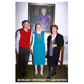 Sister Elizabeth Burchill (centre) at the opening of the Burchill function rooms in the Performing Arts Centre. Dean of Arts Marian Quartly (right)