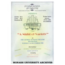 Poster for 'A Night of Variety,' presented by Sylena School of Theatre