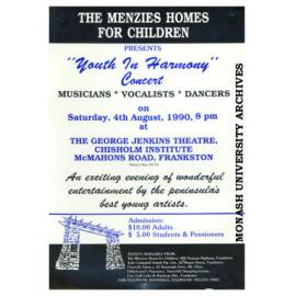 Poster for 'Youth in Harmony' by the Menzies Homes for Children