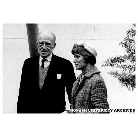 Lord Casey and Jane Marshall at the dedication of the Flying Foxes mural