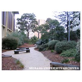 Path and garden between David Derham School of Law and Menzies building
