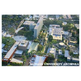 Aerial view of Clayton campus with Performing Arts Precinct in the foreground