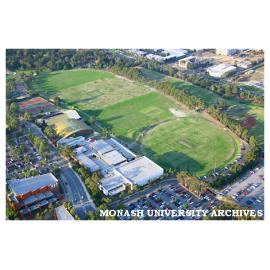 Aerial view of Clayton campus playing fields and sports centre