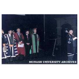 Participants in South African graduation ceremony Mr Ronald Fairchild, Mr David Pitt, Professor Iain Edwards, Professor Brian Brooks, Dr Jacques Steyn, Esquire Bedel Mr Brian Corless