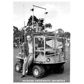 Professor Ray Jarvis from the Intelligent Robotics Research Centre with an outdoor robot