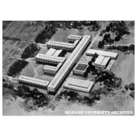 Drawing of Science block proposed by Bates Smart and McCutcheon