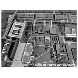 Model of proposed university site and buildings