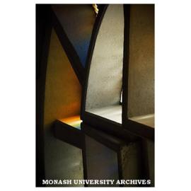 Detail of Lindesay Clark window by Leonard French, Robert Blackwood Hall, Clayton campus