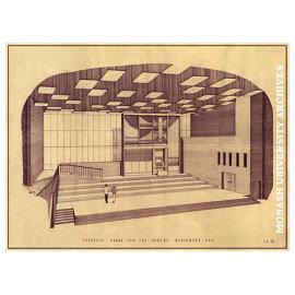 Drawing of proposed pipe organ in Robert Blackwood Hall