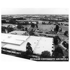 Raised view looking over Union building towards Engineering buildings